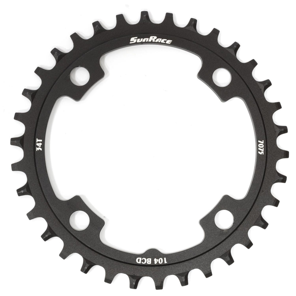 Coroa Sun Race Mx04 34Dentes - Alumínio 7075 - 4 Furos - Bcd 104Mm - P/10 E 11V - Preto - Sistema Narrow Wide - (Sem Câm