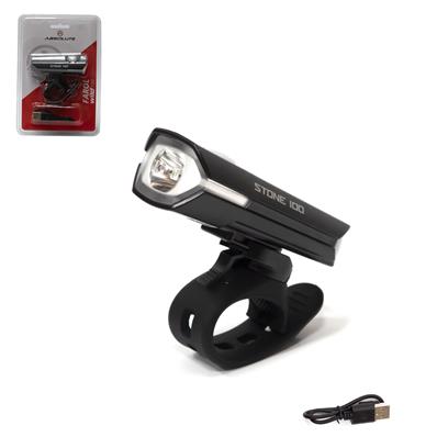 Farol Absolute Wild 100, Luz 1 Led Recarregável USB Tipo C, 5 Modos, Resistente à Chuva