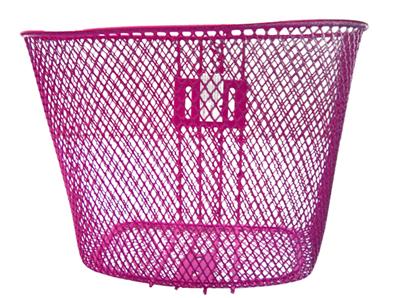 Cesta Oval Aço Rosa com Suporte e Haste, Tamanho 27x20x20cm