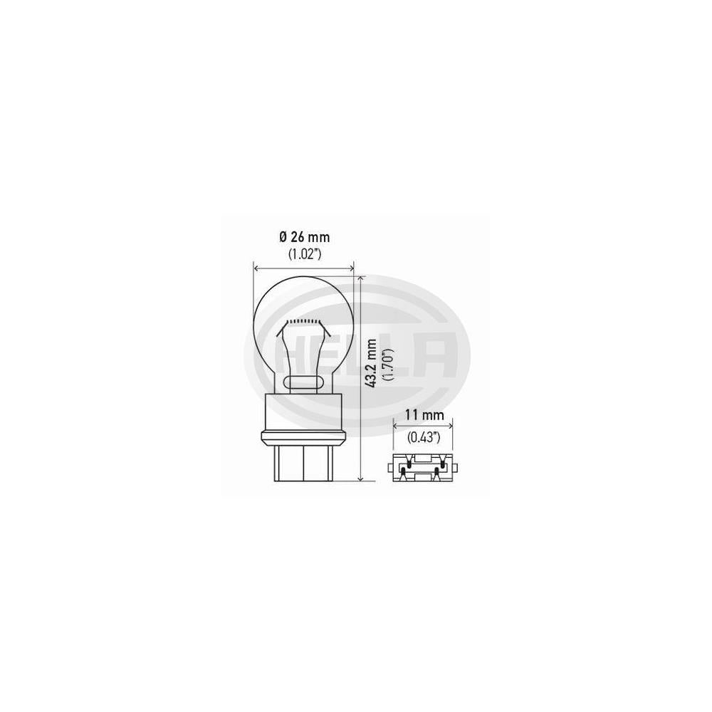 Lâmpada S8 12v 27/7w W2.5x16q Hella 3157 Caixa com 10 Chrysler PT Cruiser/Sebring/300M/300C