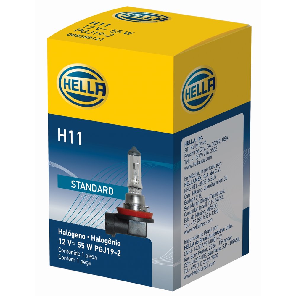 Lâmpada 12v 55w Pgj19-2 T4 H11 Hella H11 Universal Motos/Máquinas Agrícolas/Automovéis e Utilitários Leves/Ônibus/Caminhões
