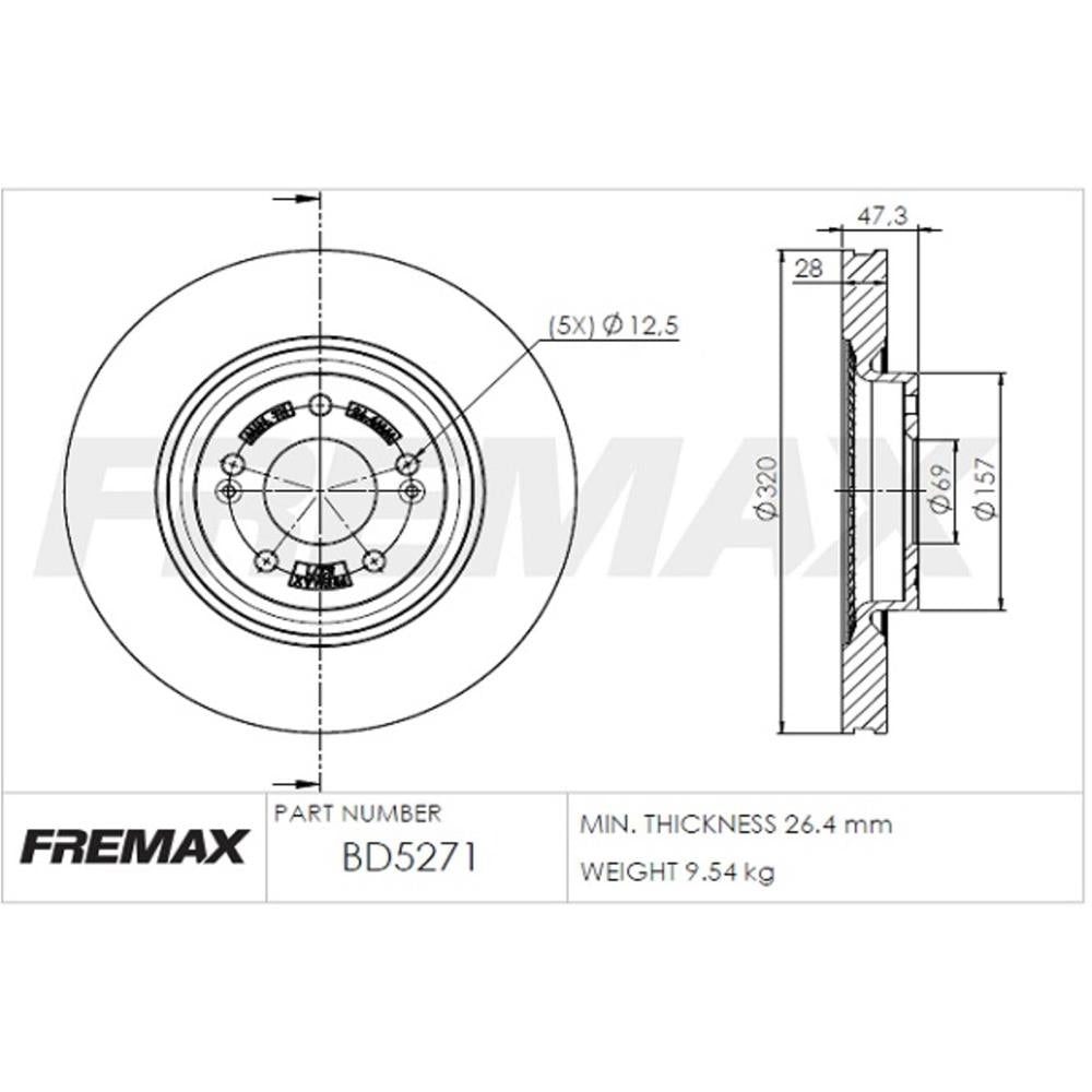 Disco Fremax BD5271 Caixa com 2 Kia Optima/Cadenza, Hyundai Sonata/Azera