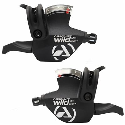 Alavanca, 3x9v, Absolute Wild Sport, Index, Nylon, com Cabos, com Display, Compatível Shimano, Preto, sem Caixa – Par – foto 1