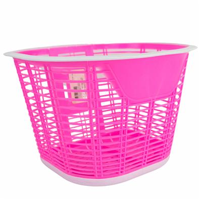 Cesta Aro 20 Oval Ps-bsk-1948 [26x22x18cm], em Plástico Rosa com Acabamento Cintas Branco e Abraçadeira para Instalação de Plástico Branco – Jogo – foto 1