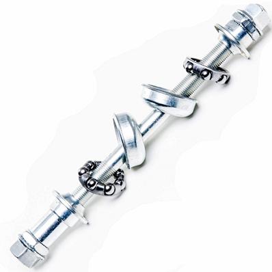 Eixo Traseiro, Zincado, 3/8x185mm, Espaçador, Caixa Cubo Batente, Colar, Arruela Trava, Porca Flange, Contra Porca Estr, Cone com Protetor – foto 1
