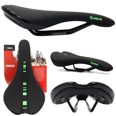 Selim, 270x151mm, Velo Vl-4470, Trilhos Aço, Espuma Alta Densidade, Cobertura PU, Preto / verde, 302g – foto 1