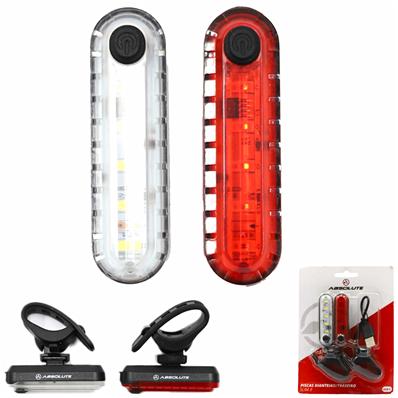 Pisca Dianteiro / traseiro, 5 Leds, 2 Modos, Recarregável Usb-c, Absolute Slim 2, Ipx4, Preto – Par – foto 1