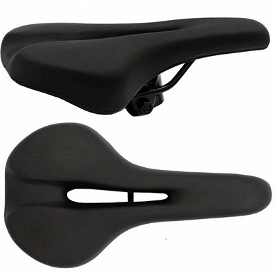 Selim Mtb Preto, em Couro Sintético, com Concavidade e com Carrinho - Importado Shandong – foto 1