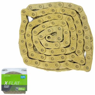 Corrente, 12/13v, Index, Kmc Xflatw, 1/2X11/128X126 Elos, Encerada, para Sram T Type, Flat Top, com Tratamento Nitreto de Titânio, Dourad – foto 1