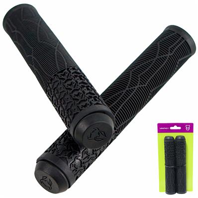 Manopla, Vikingx Bmx, Borracha, 160mm, com Tampa, sem Flange, Preto – Par – foto 1