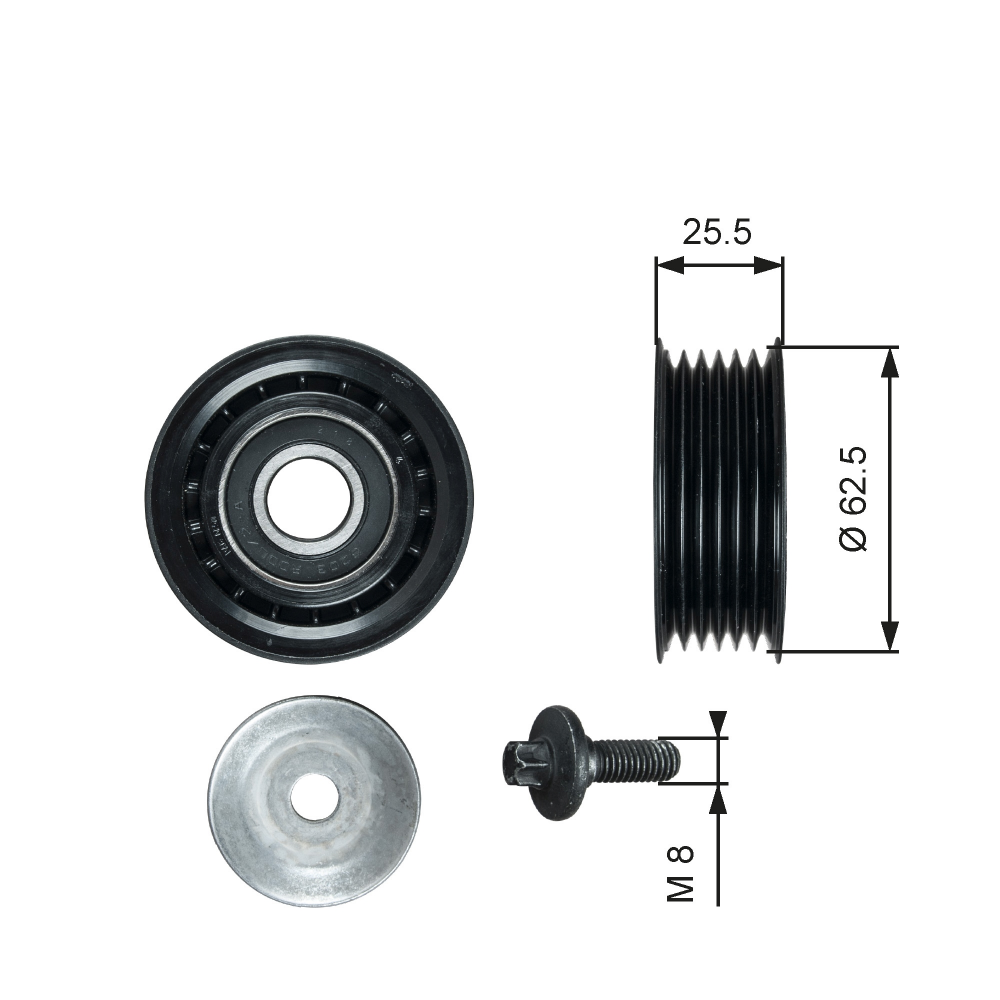 Polia Micro-v Gates T36736 Fiat Toro, Jeep Renegade/Commander/Compass, Ram Rampage