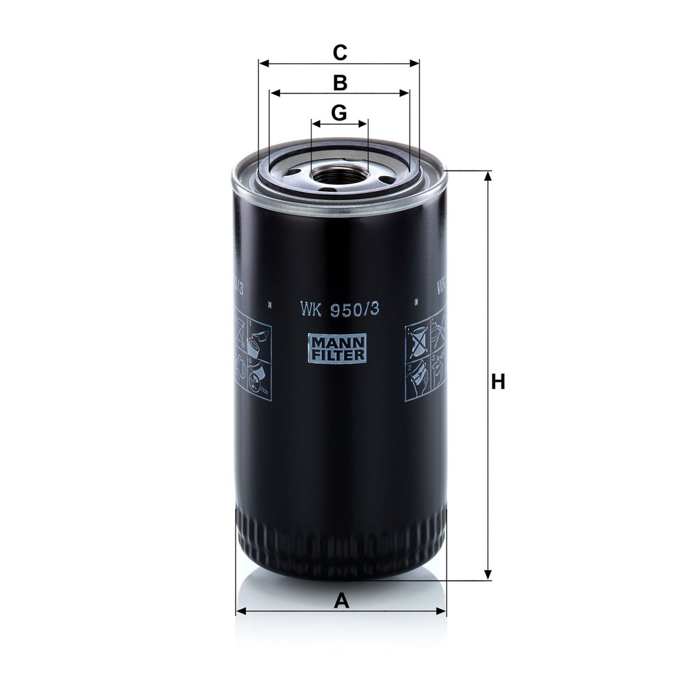 Filtro de Combustível Mann-filter WK 950/3 Mercedes L 2318/L 1714 K/L 709/LB 2318/1214 K/L 1214/L 2217/LK 2318/LB 2217/L 1614/LK 2217/L 1414/L 2215