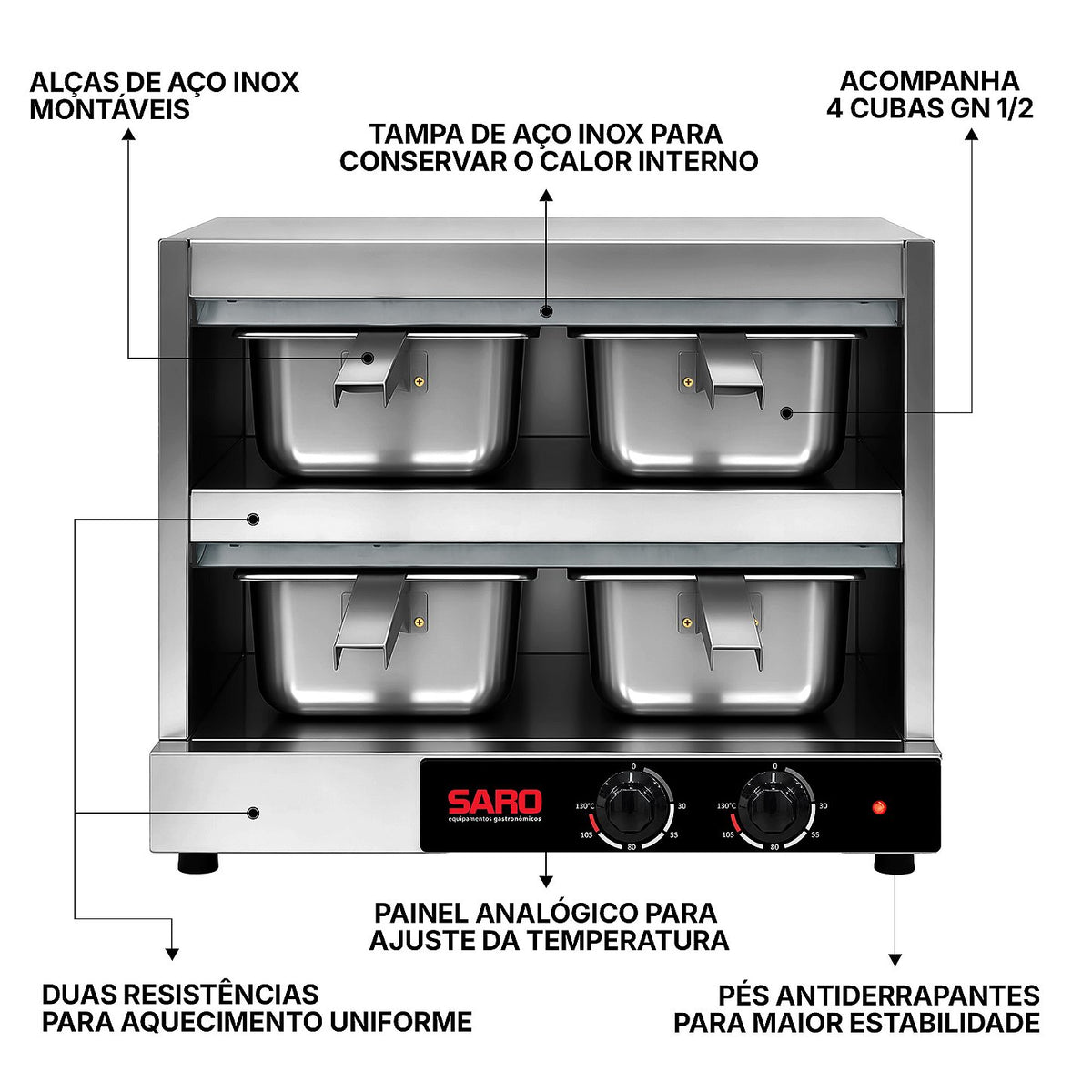 Conservador de Proteínas Saro CM 4 Cubas GN 1/3 Inox