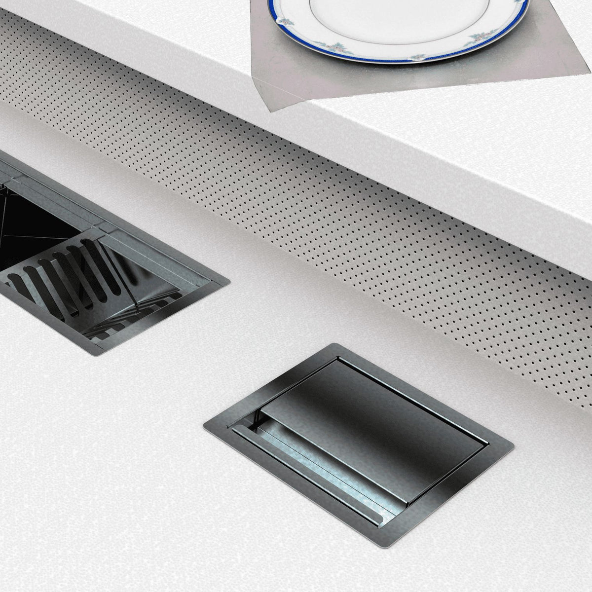 Lixeira de Embutir Quadrada Inox Saro CLL 4 Litros de Bancada