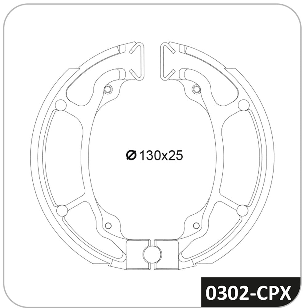Patim de Freio 0,25 Cobreq 0302-CPX Honda Crf 110F/CG 125 Fan/Biz 125/Lead 110/CG 150 Start/CG 150 Job/CG 125 Titan/Biz 100/NXR 125 Bros/Xlr 125