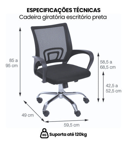 Cadeira Giratória De Escritório Branca C/ Rodinhas Executiva