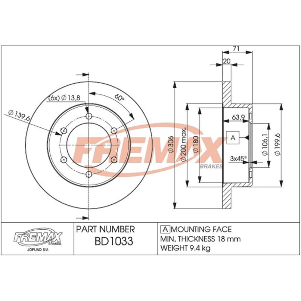 Disco de Freio Sólido Traseiro Fremax BD1033 Caixa com 2 Troller Troller