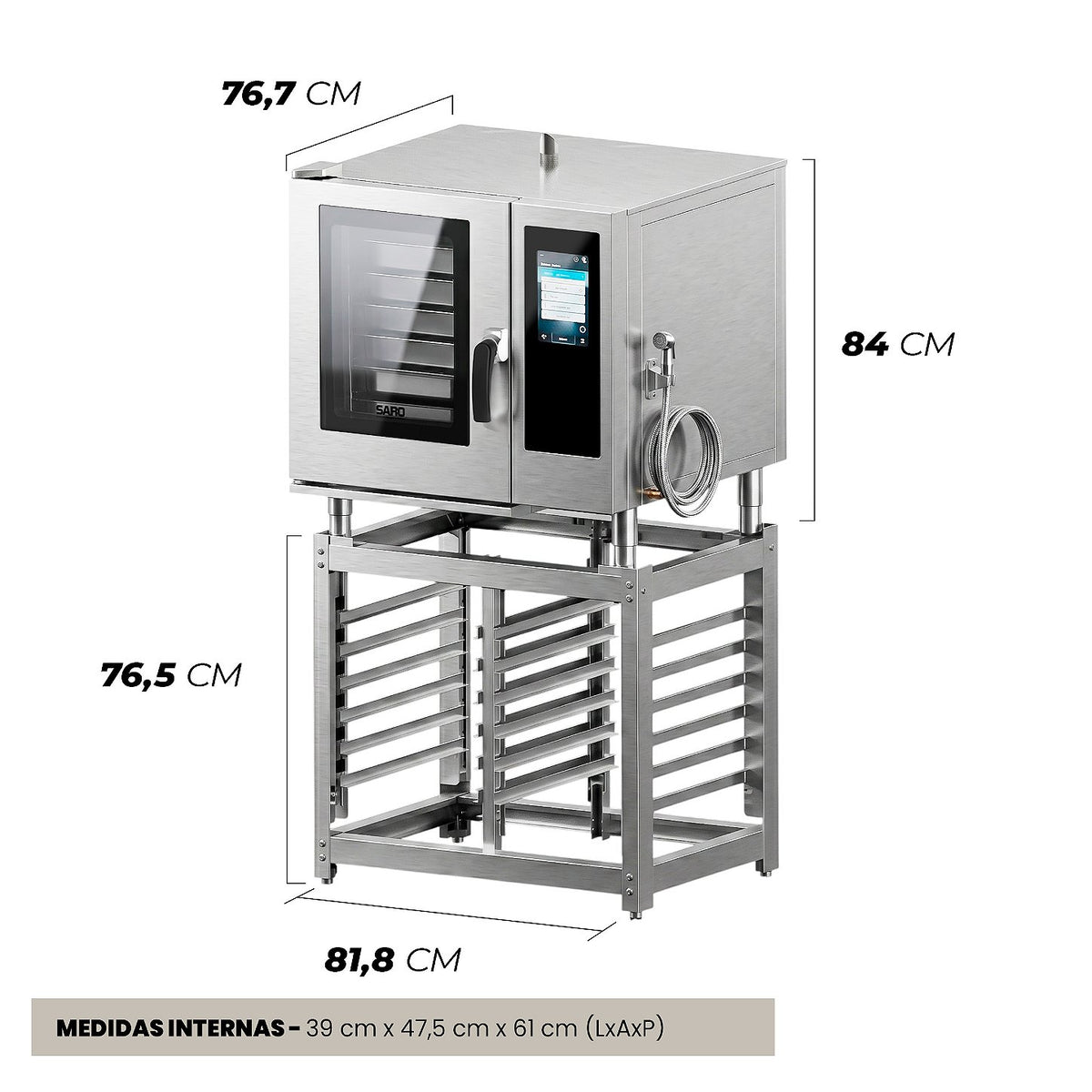 Forno Combinado Saro FTC06 6 GNs Inox Touch Screen Trifásico