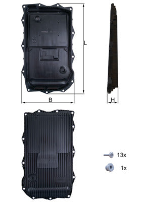 Filtro de Óleo Transmissão Hidráulica Mahle HX184KIT Bmw Serie 3/Serie 5/X1/X4/Serie 1/X3/X5/Serie 2, Jaguar F-TYPE