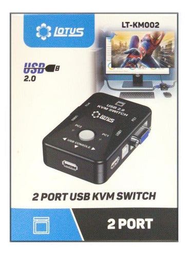 Chaveador Kvm Switch 2 Portas Vga Usb Lotus Lt-km002