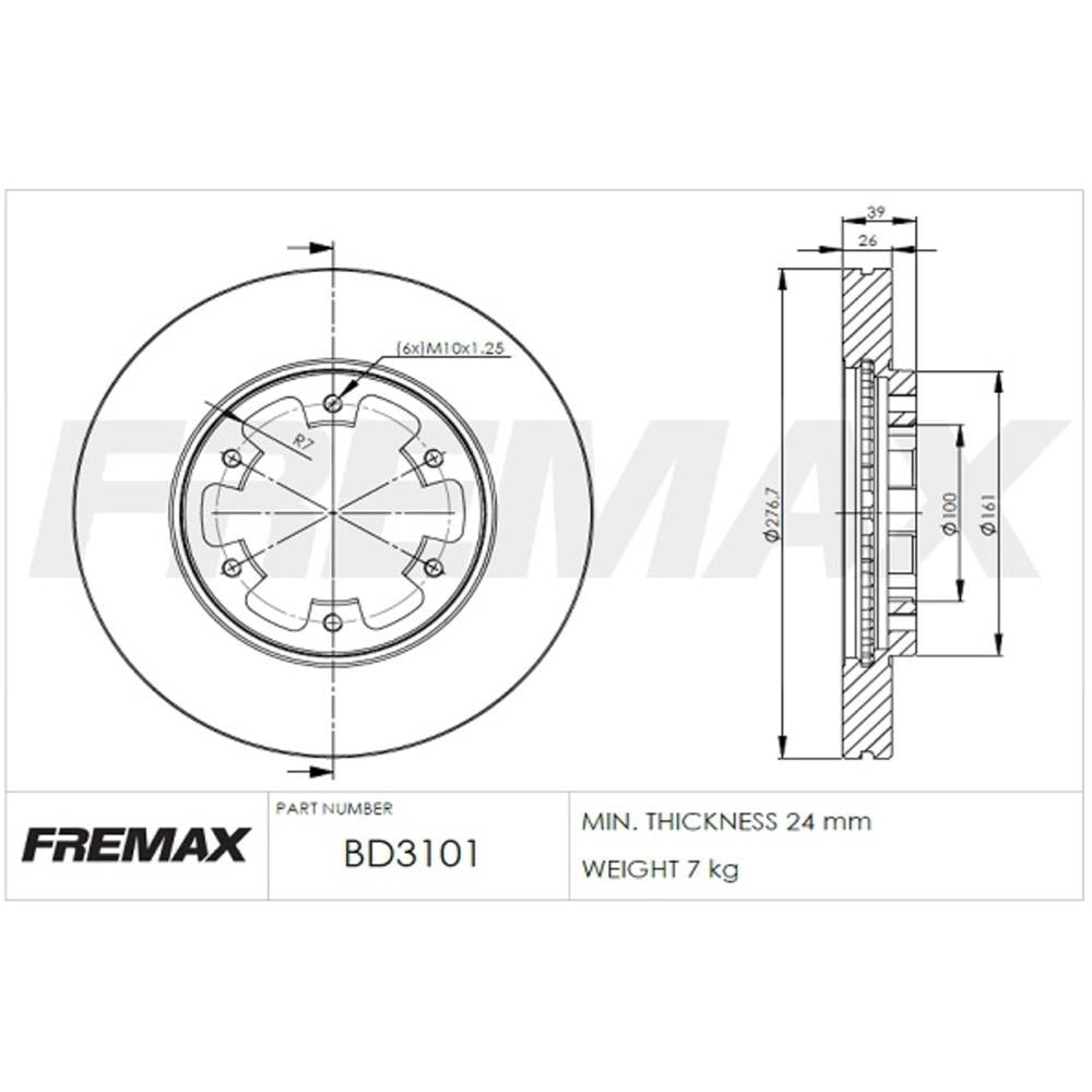 Disco de Freio Ventilado Dianteiro Fremax BD3101 Caixa com 2 Nissan Frontier/D 21/Pathfinder/X-TERRA/Terrano II