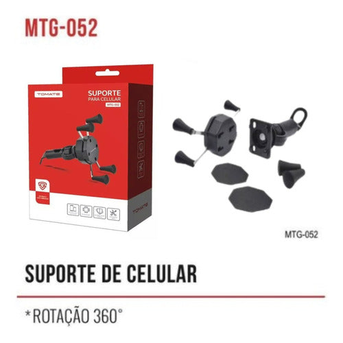 Suporte De Celular Para Motocicleta 360° Resistente Tomate