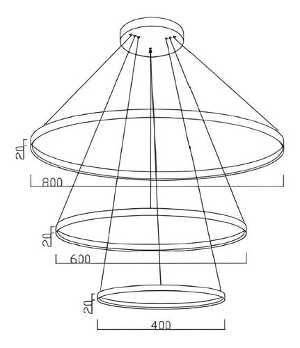 Pendente Rings 3 Anéis Dourados Led Bivolt Pd12412-3.000