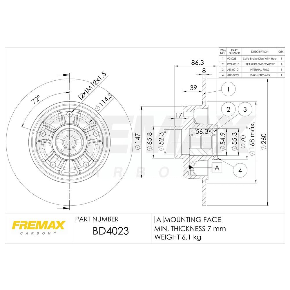 Kit Disco de Freio Sólido Traseiro Fremax BD4023-KT Renault Fluence