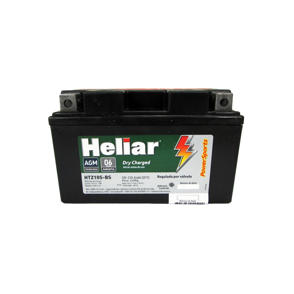 Heliar Dry Charged 8,6ah Heliar HTZ-10S-BS Honda CBR 500R/CB 600F Hornet/CBR 650F/CBR 900RR/CBR 600F/CB 650F/CBR 1000F/CBR 600RR/CB 1000R/CB 500