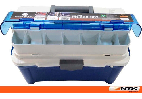 Maleta Box Para Pesca Caixa Pescador Pesca Brasil Pb007 Azul