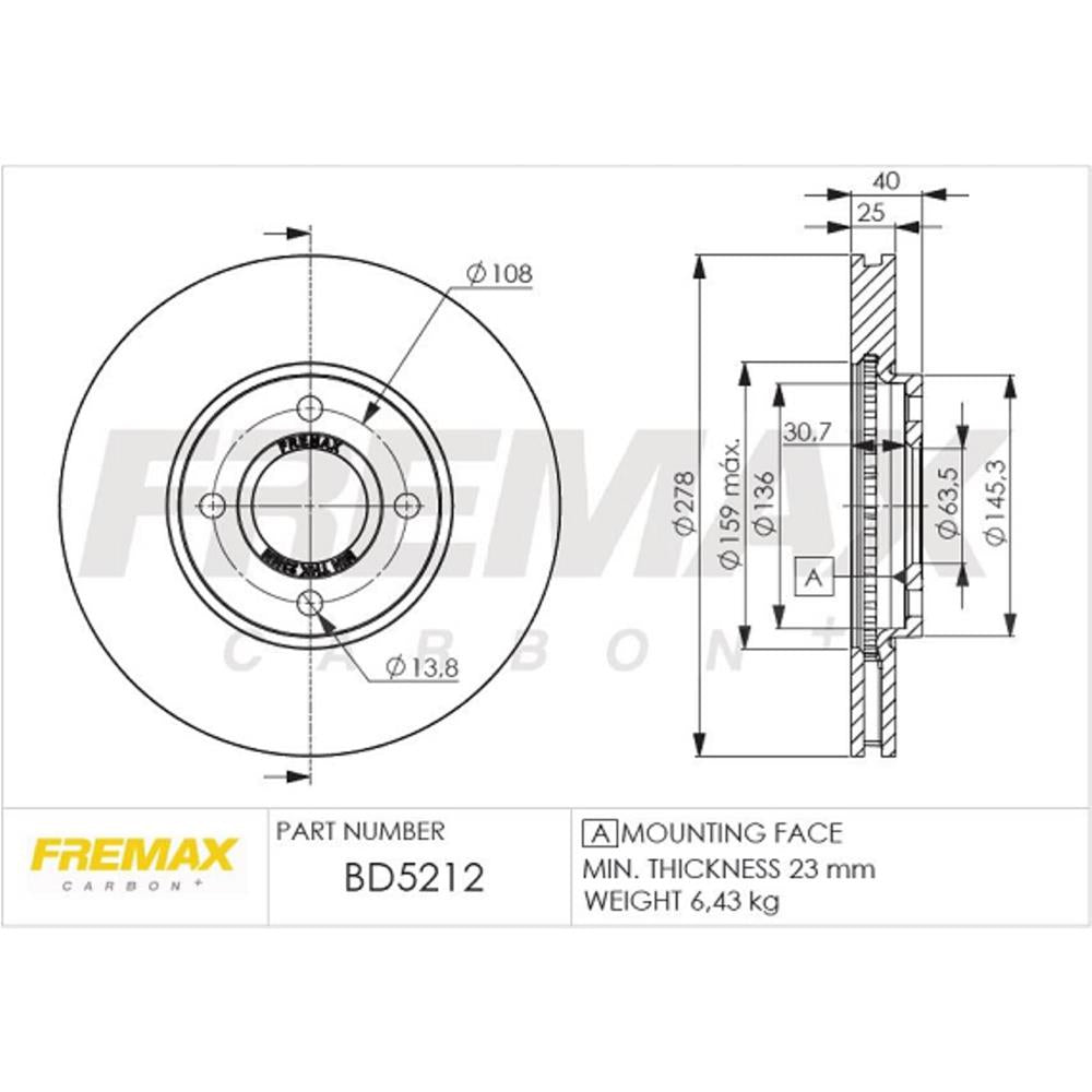 Disco de Freio Ventilado Dianteiro Fremax BD5212 Caixa com 2 Ford Ecosport
