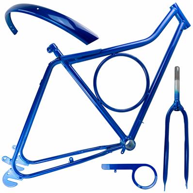 Quadro / garfo 26 Potenza (b.circular), para Freio Sueco, Aço Azul Metálico, Acompanha: Bagageiro, Paralamas e Cobrecorrente Fechado Wrp – Jogo – foto 1