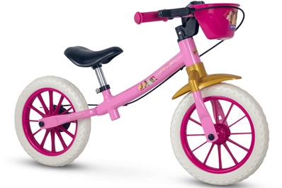 Bicicleta Balance Bike Aro 12, princesas, Aco, Rosa / Amarelo - Disney By Nathor – foto 1