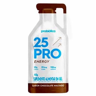 Gel Probi 25 Pro Energy, Chocolate Malta, 40g, 10 Sachês, com 25g de Carboidratos (malto + Frutose 1:0,8), 150MG Cafeína – Caixa – foto 1