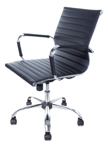 Cadeira Presidente Charles Eames Em Couro Preto Ergonomica