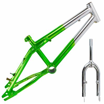 Quadro / garfo, 16, Aço, Absolute Cross, Movimento Central 45mm, Cx / direção Standard, Canote 7/8 (22,2mm), Cromado / verde – Jogo – foto 1