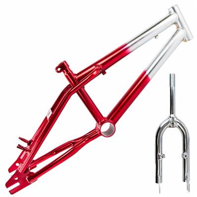 Quadro / garfo, 16, Aço, Absolute Cross, Movimento Central 45mm, Cx / direção Standard, Canote 7/8 (22,2mm), Cromado / vermelho – Jogo – foto 1