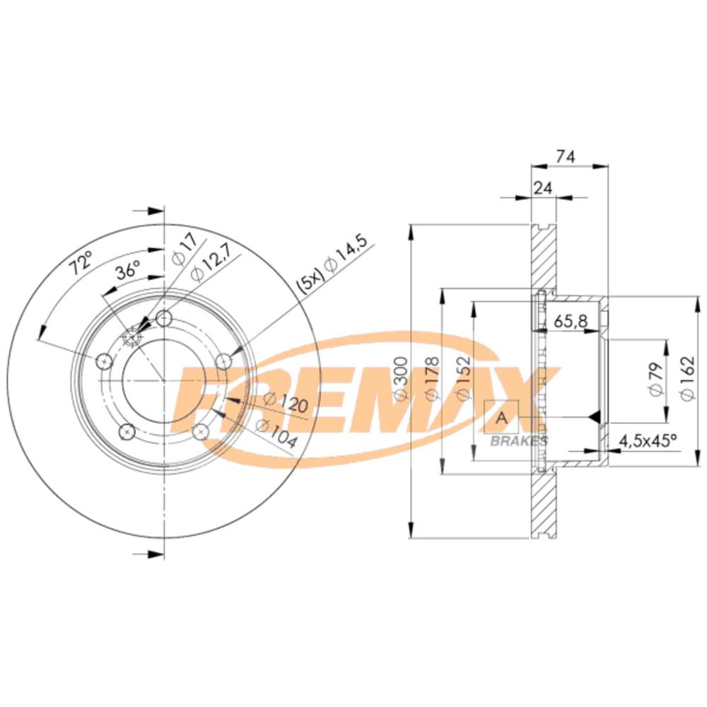 Disco de Freio Ventilado Dianteiro Fremax BD3405 Caixa com 2 Bmw Serie 1/Serie 3/Z4