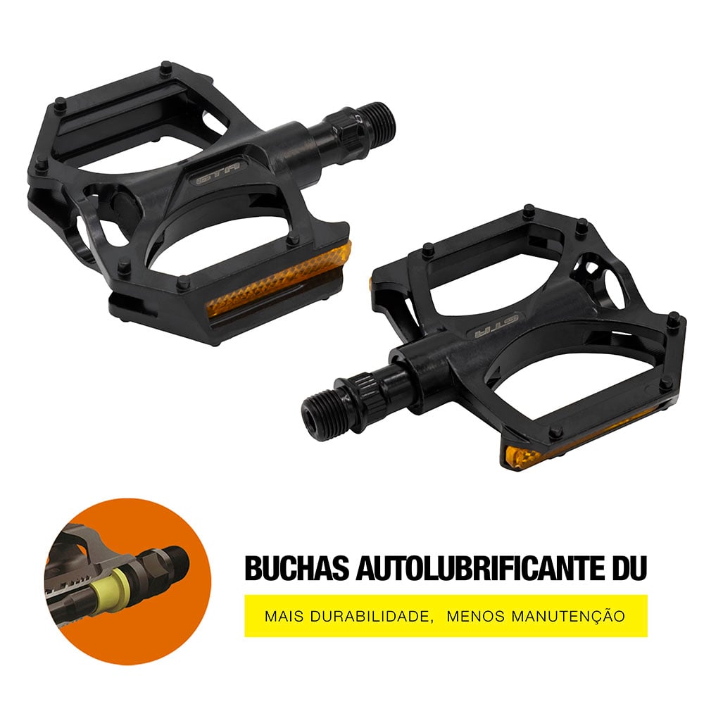 Pedal 9/16 plataforma alumínio preto com bucha du – foto 3
