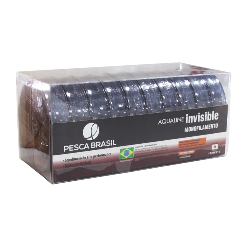 Linha de pesca Aqualine Invisible Pesca Brasil 10 uni 0,90MM