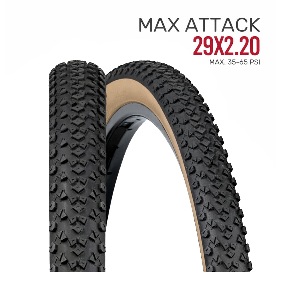 Pneu 29 x 2.20 max attack cor preto com faixa bege