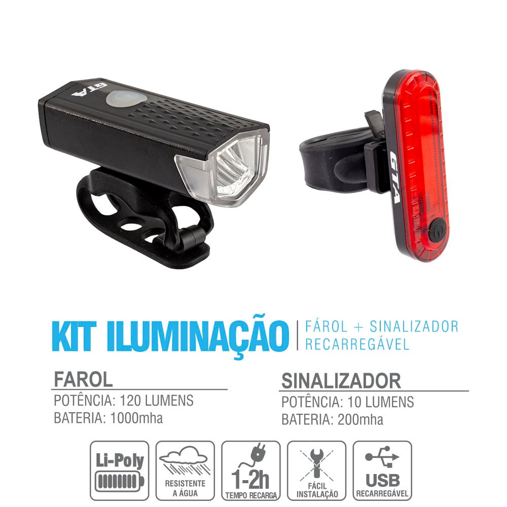 Farol de led cree xpe 120 lumens + sinalizador traseiro led vermelho 10 lumens recarregavel usb (kit) – foto 2
