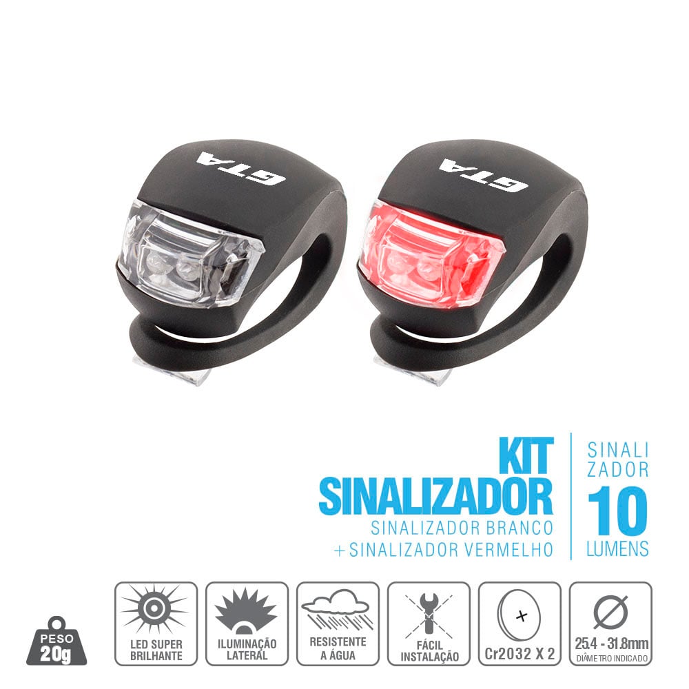 Sinalizador par super bright 1 led branco + 1 led vermelho revestido com silicone preto – foto 2