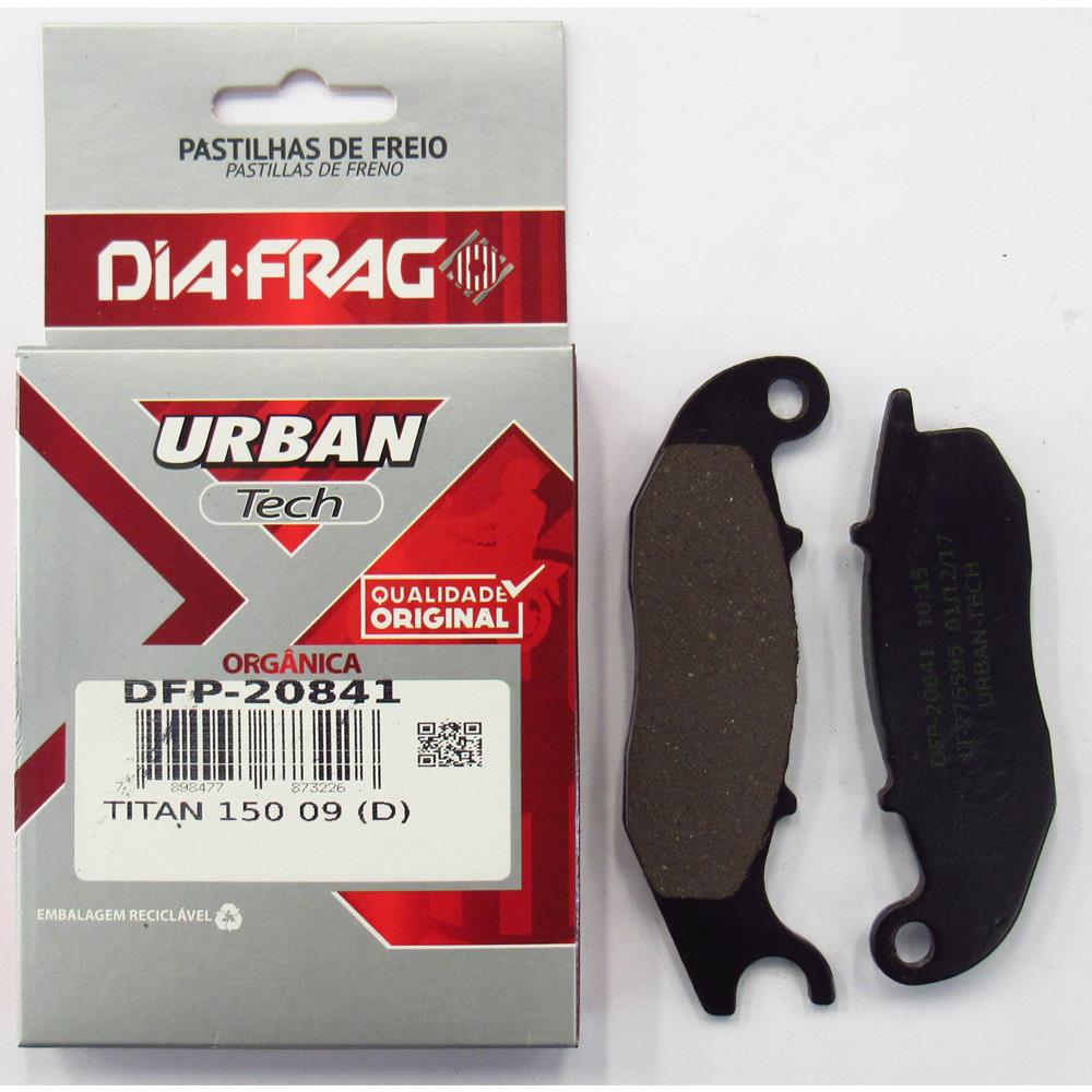 Pastilha de Freio Dia-frag DFP-20841 Honda NXR 160 Bros/CG 150 Titan/NXR 160 Bros Esdd/CG 160 Titan, Yamaha FZ25 250 Fazer/YS 250 Fazer
