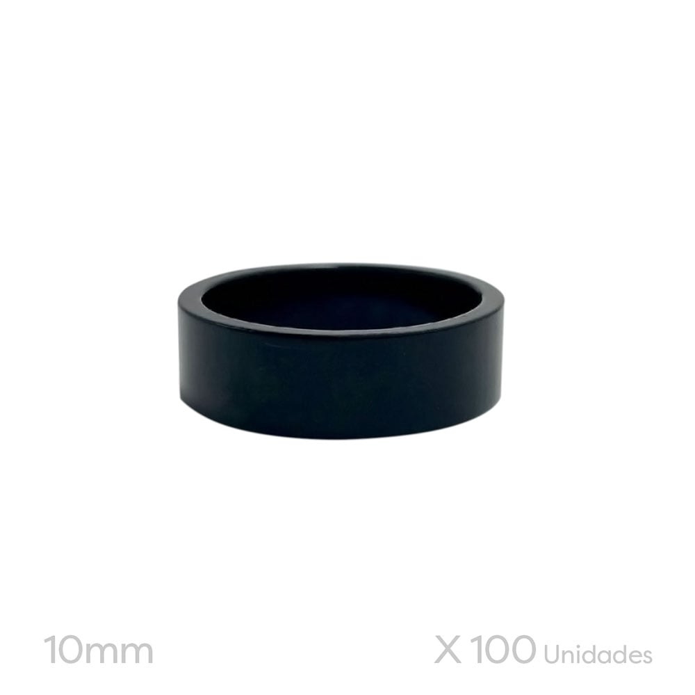 ESPAÇADOR GROSSO EM ALUMÍNIO 10MM PARA JOGO DE DIREÇÃO PRETO (cento)