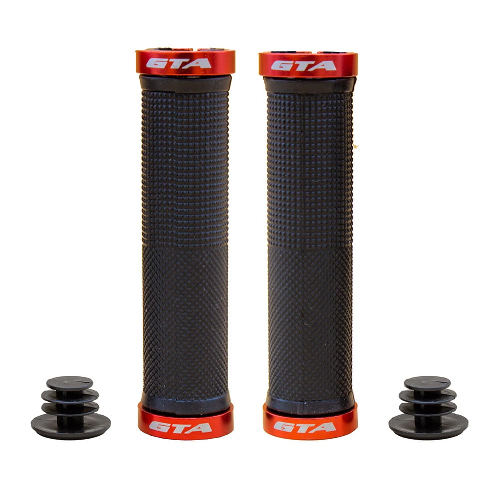 Manopla 130mm rider borracha tpr preta com trava vermelha