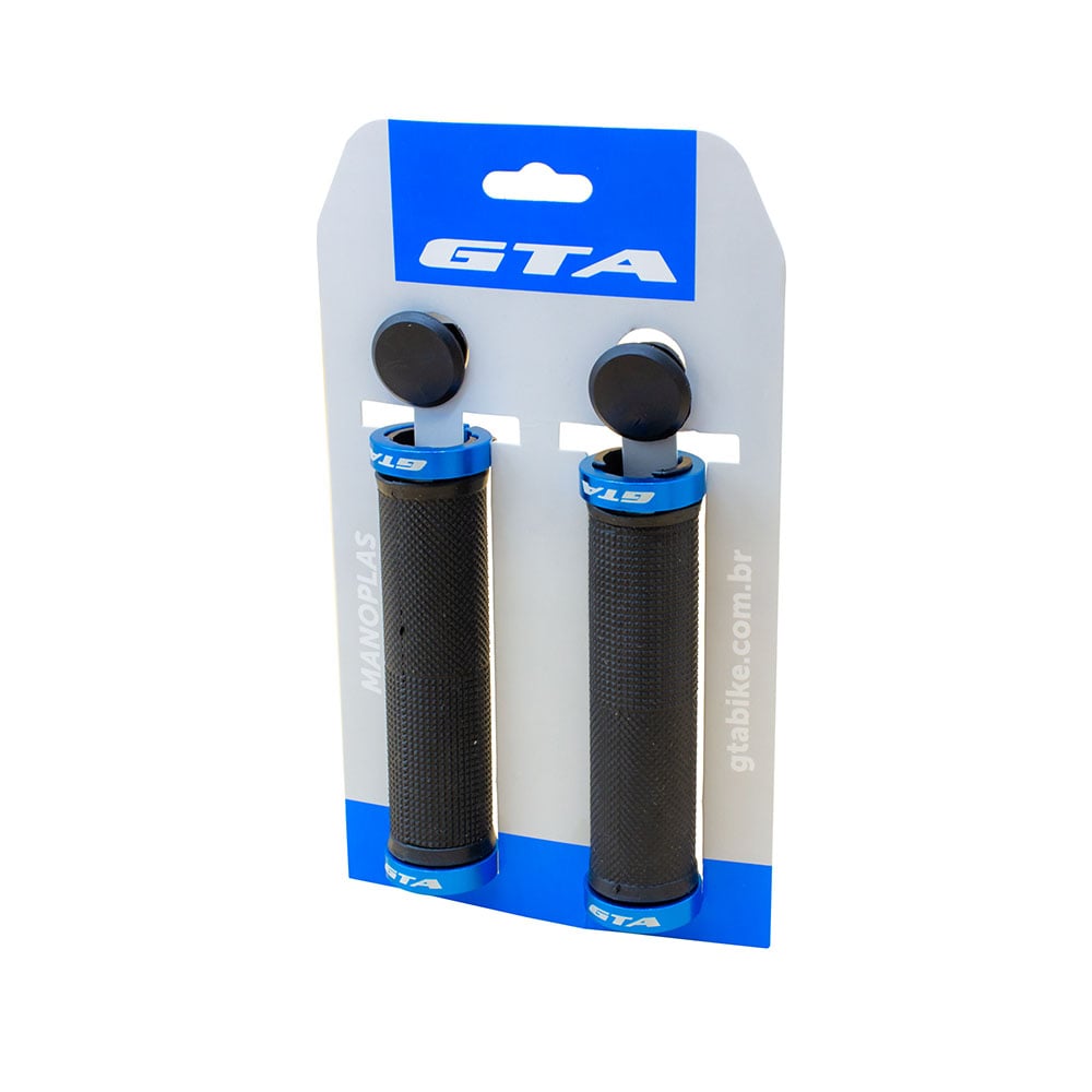 Manopla 130mm rider borracha tpr preta com trava azul – foto 4