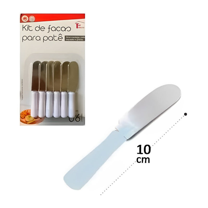 Kit Espátula Top House 6 Peças Metal Curva Pate Manteiga