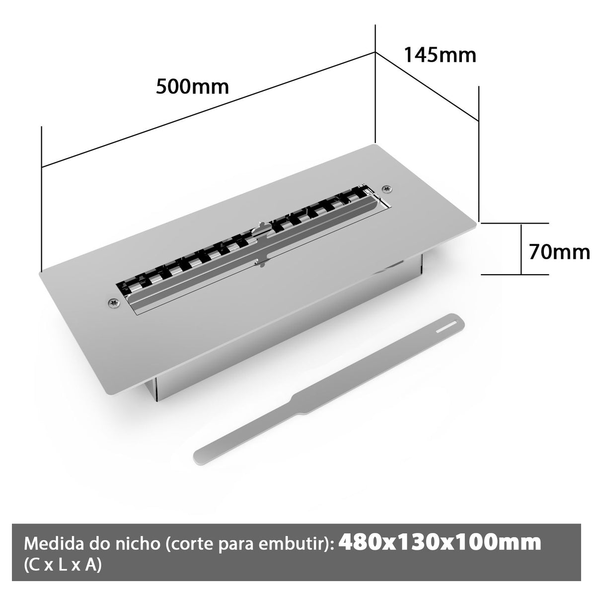 Lareira Ecológica a Etanol para Embutir Saro Q50 50 cm