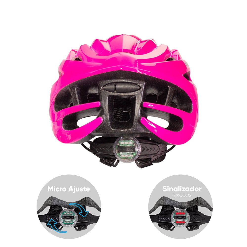 Capacete inmold mtb start 58/62 20 furos rosa com sinalizador – foto 3